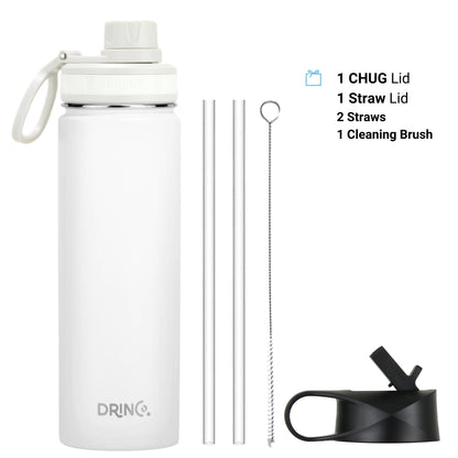 DRINCO® 22 oz. Insulated Stainless Steel Sport Water Bottle — Arctic White