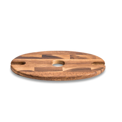Acacia Wood Wine Glass Caddy — Bottle Topper Holds 2 Glasses | 10 in. x 6 in.