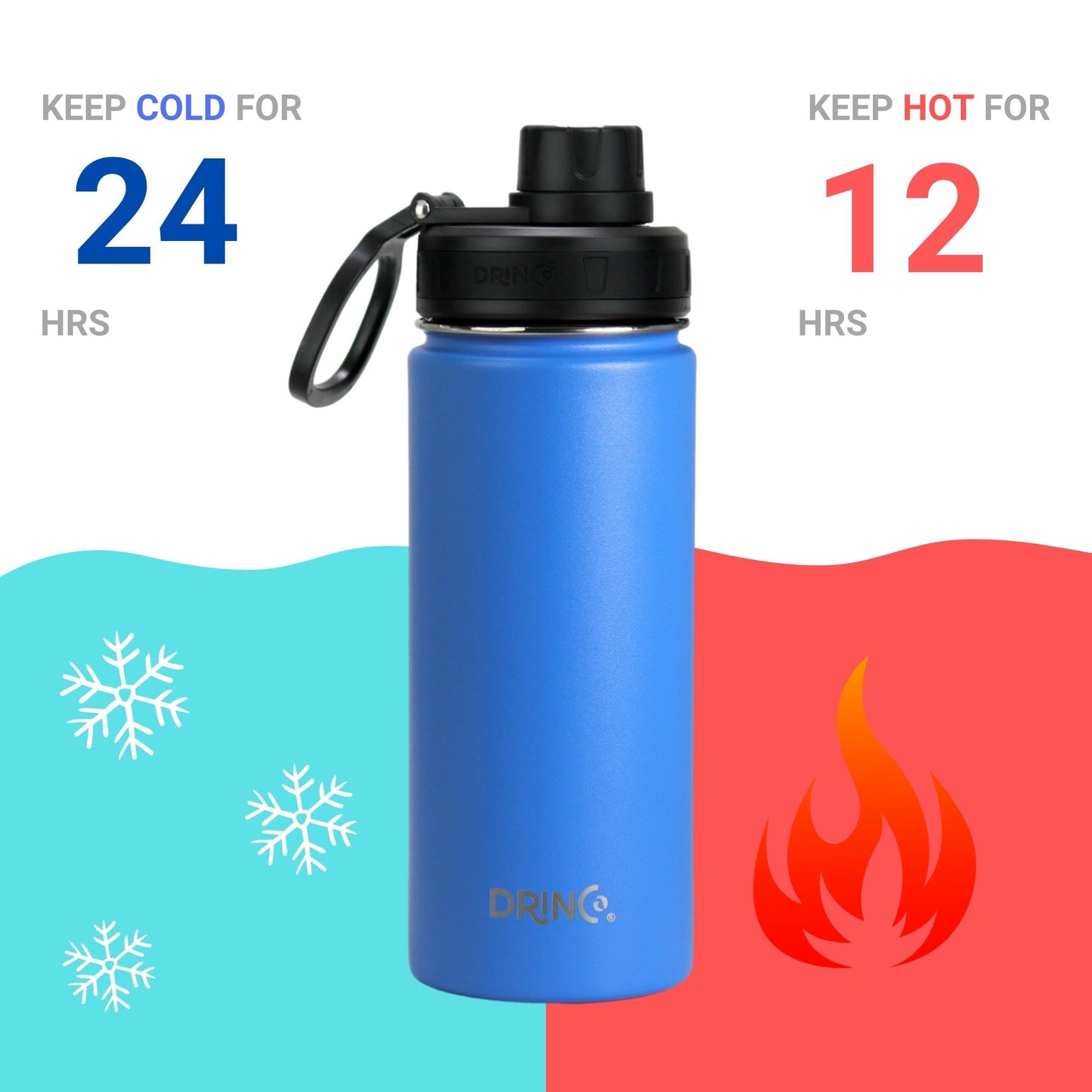 DRINCO® 18 oz. Insulated Stainless Steel Sport Water Bottle — Royal Blue