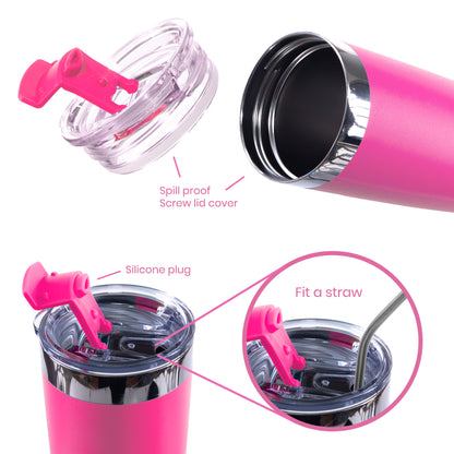 DRINCO® 20 oz. Insulated Tumbler with Spill-Proof Lid — Island Pink