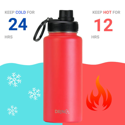 DRINCO® 32 oz. Insulated Stainless Steel Water Bottle — Barn Red