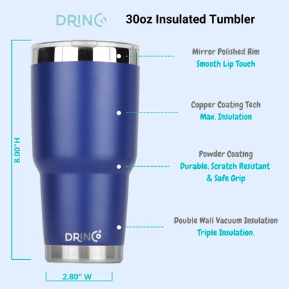 DRINCO® 30 oz. Insulated Tumbler with Spill-Proof Lid — Royal Blue