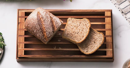 3-in-1 Wood Bread Board with Crumb Catcher Tray — 8 in. x 15.5 in.