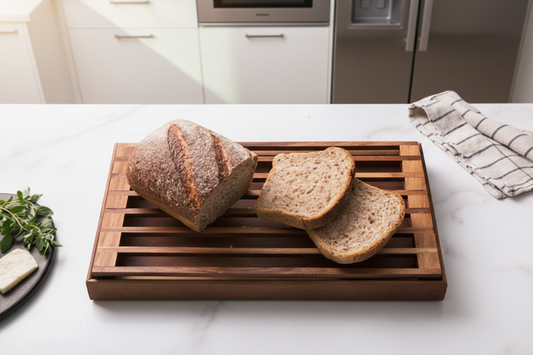 3-in-1 Wood Bread Board with Crumb Catcher Tray — 8 in. x 15.5 in.