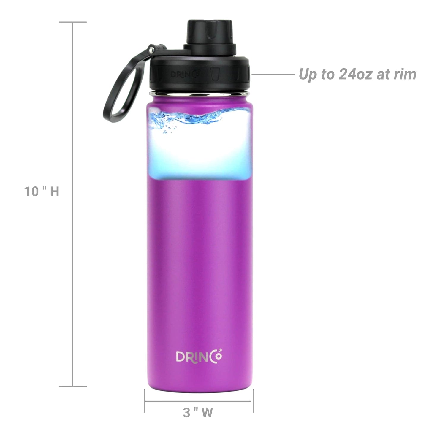 DRINCO® 22 oz. Insulated Stainless Steel Sport Water Bottle — Deep Purple