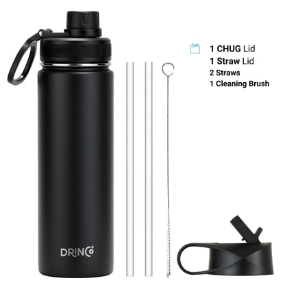 DRINCO® 22 oz. Insulated Stainless Steel Sport Water Bottle — Matte Black