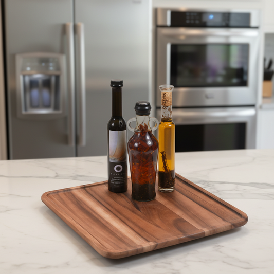 Acacia Wood Square Lazy Susan | 16 in. | Ball-Bearing Swivel