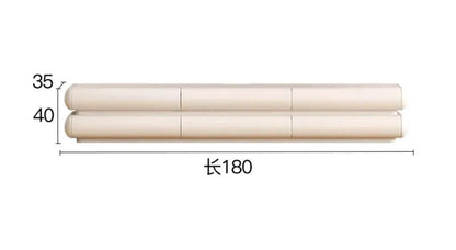 Dimension diagram of a cream ivory tubular floating TV stand showing 180cm length, 35mm and 40mm height measurements on a white background — LivDecor
