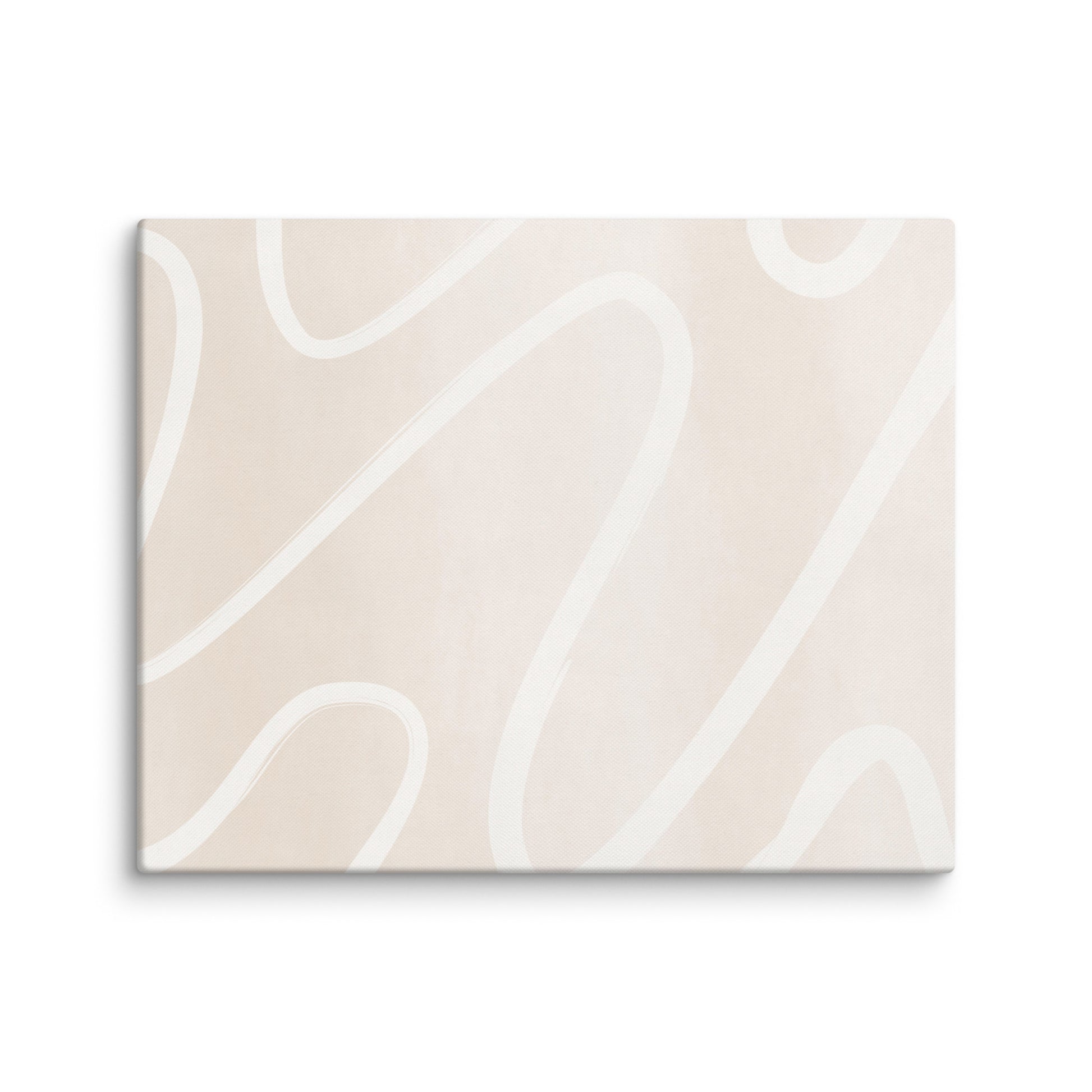 Ivory Flow abstract canvas print featuring soft cream tonal background with flowing white brushstroke curves, 16×20 gallery-wrapped canvas — LivDecor