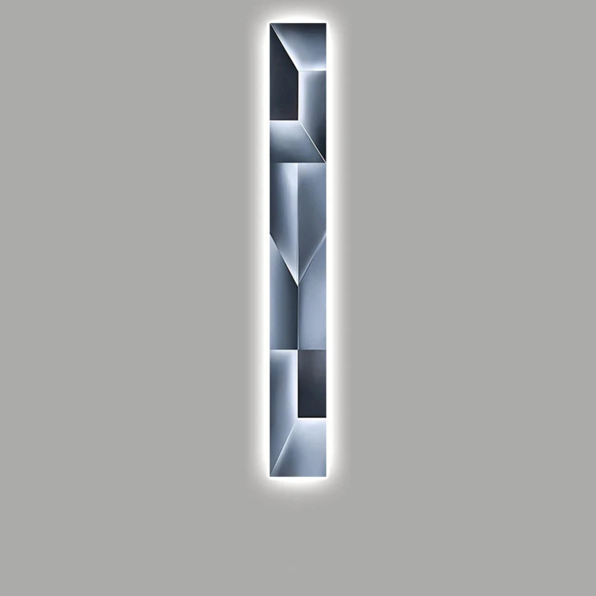 Luminary Canvas backlit crystal art wall sconce in black with cool white LED glow against a neutral grey background — LivDecor
