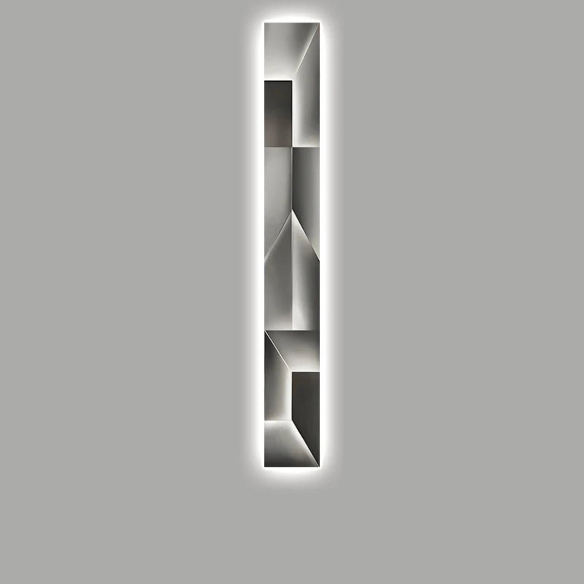 Luminary Canvas backlit crystal art wall sconce in white with cool daylight LED glow against a neutral grey background — LivDecor

