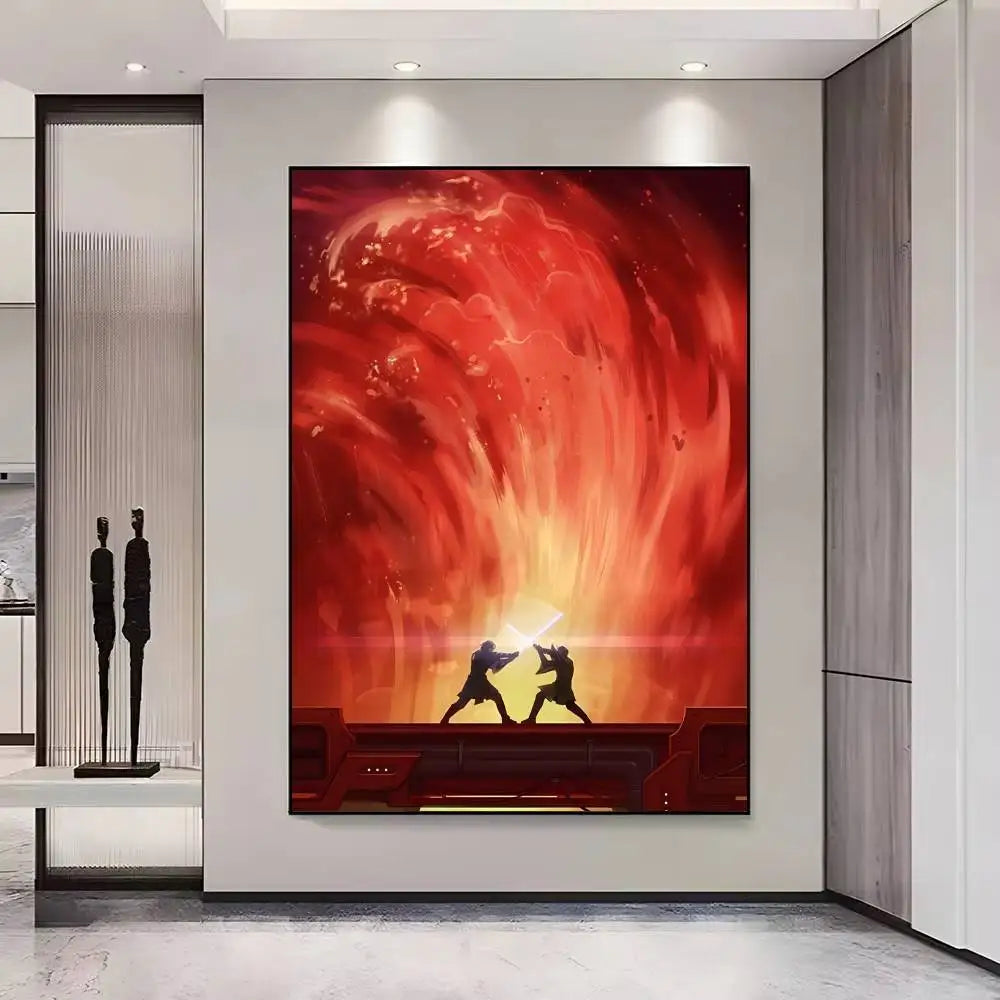The Chosen One Crimson Vortex cinematic sci-fi duel wall art poster — LivDecor
