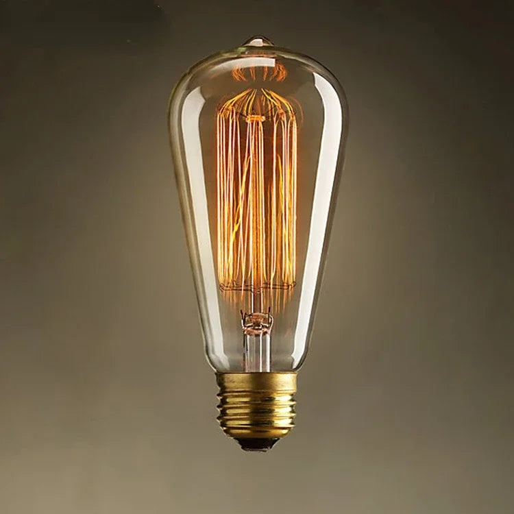 ST64 vintage Edison filament bulb with E27 base and warm amber glow — included bulb variant for the industrial glass pendant light — LivDecor
