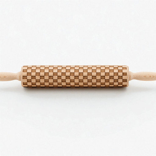Embossed Wooden Rolling Pin with 2 Cookie Cutters — 3 Pattern Styles
